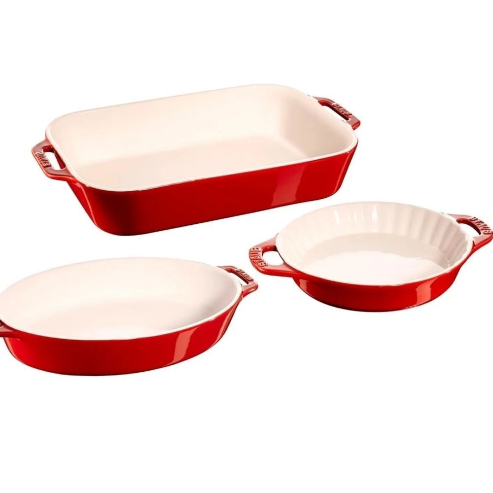 Staub 3-PC  Mixed Baking Dish Set- Cherry Red